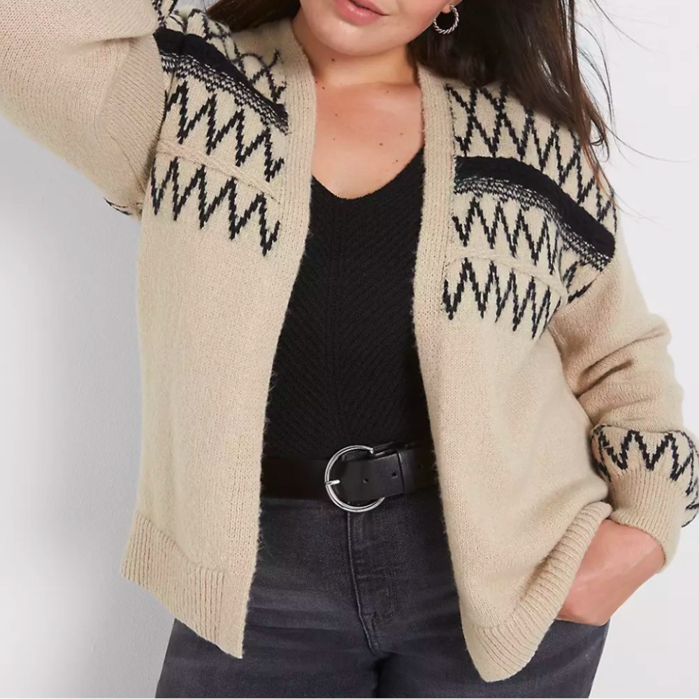 EUC Lane Bryant Fair Isle Open Sweater
